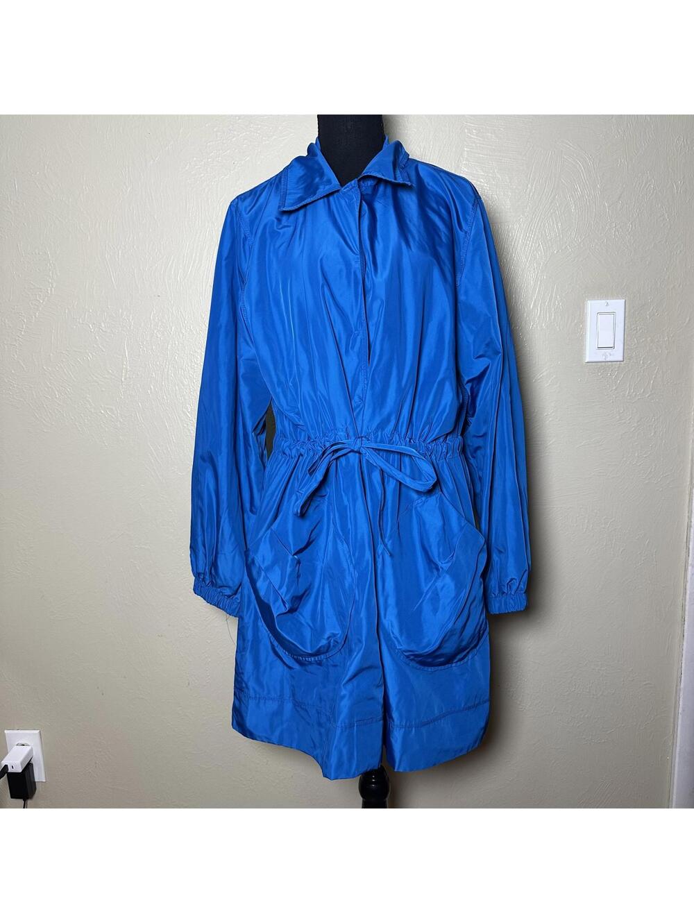 Chi by Falchi Y2K Cobalt Blue Utility Trench Jacket Cinched Waist XL